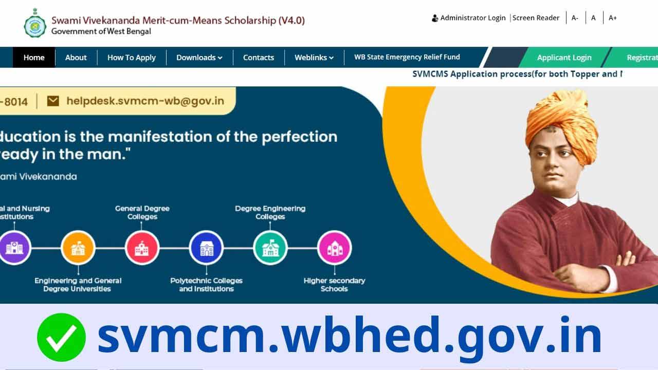 SVMCM (V4.0) - Swami Vivekananda Scholarship 2023-24 Portal Reopen for All Official @svmcm.wbhed.gov.in